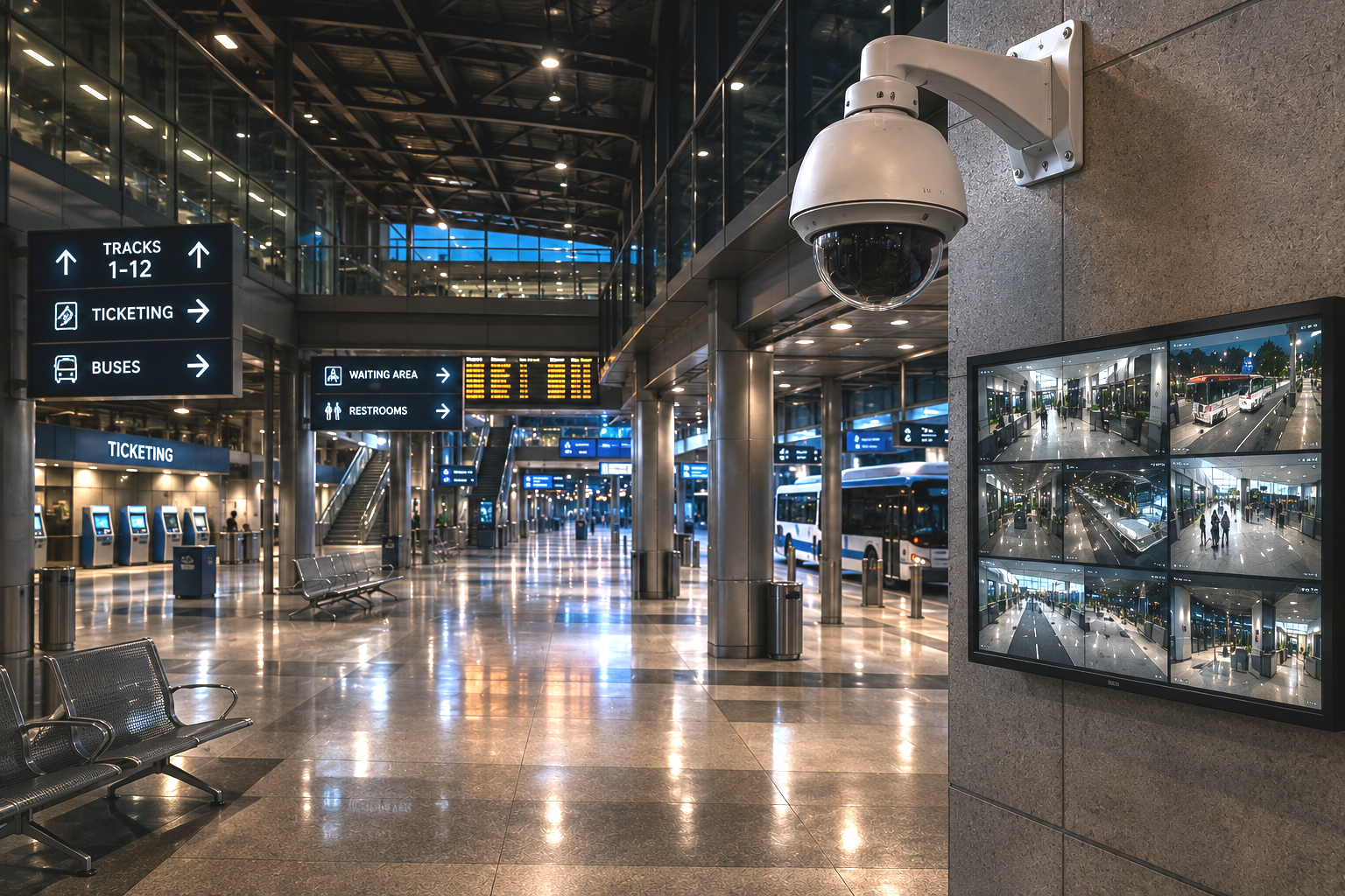 Transportation facility with surveillance