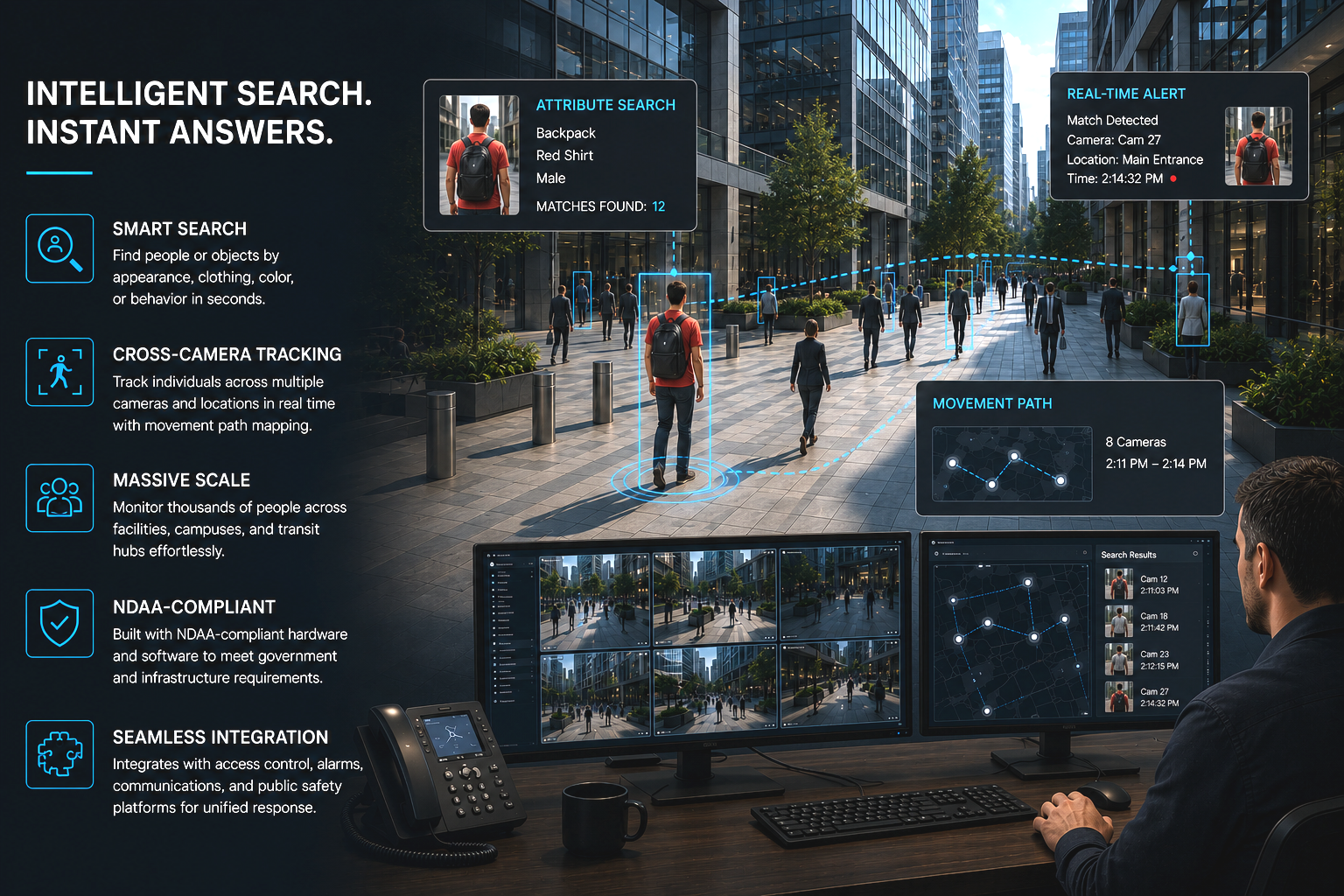 Intelligent attribute-based search and cross-camera tracking